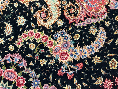 8'2"x11'7'' Hand-Knotted Very Fine Silk & Wool Pile Tabrize Benam Area Rug