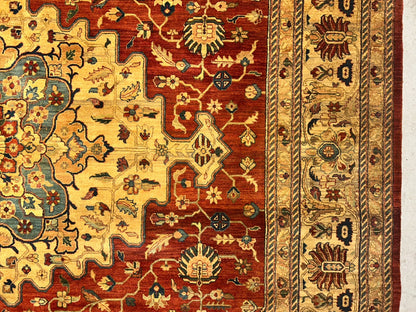 11'11"x15'5" Hand-Knotted 100% Wool Pile Herize Area Rug - Carpet