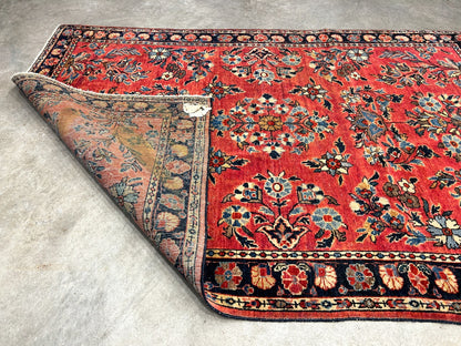 3'4"x4'10" Antique Hand-Knotted 100% Wool Pile Sarouke Mohajeran Rug