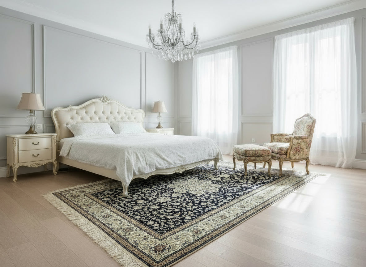 Collector Item - Very Fine 4'2"x6'3" Antique Hand-Knotted 100% Wool Naine Rug