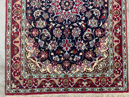 2'4"x3'5" Very Fine Hand-Knotted Wool & Silk Isfahane Rug - Area Carpet