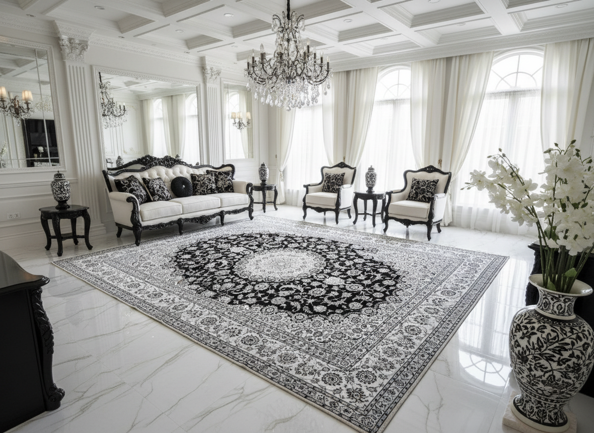  8'3"x11'10'' Very Fine Silk & Wool Habibian Naine Area Rug - Area Carpet