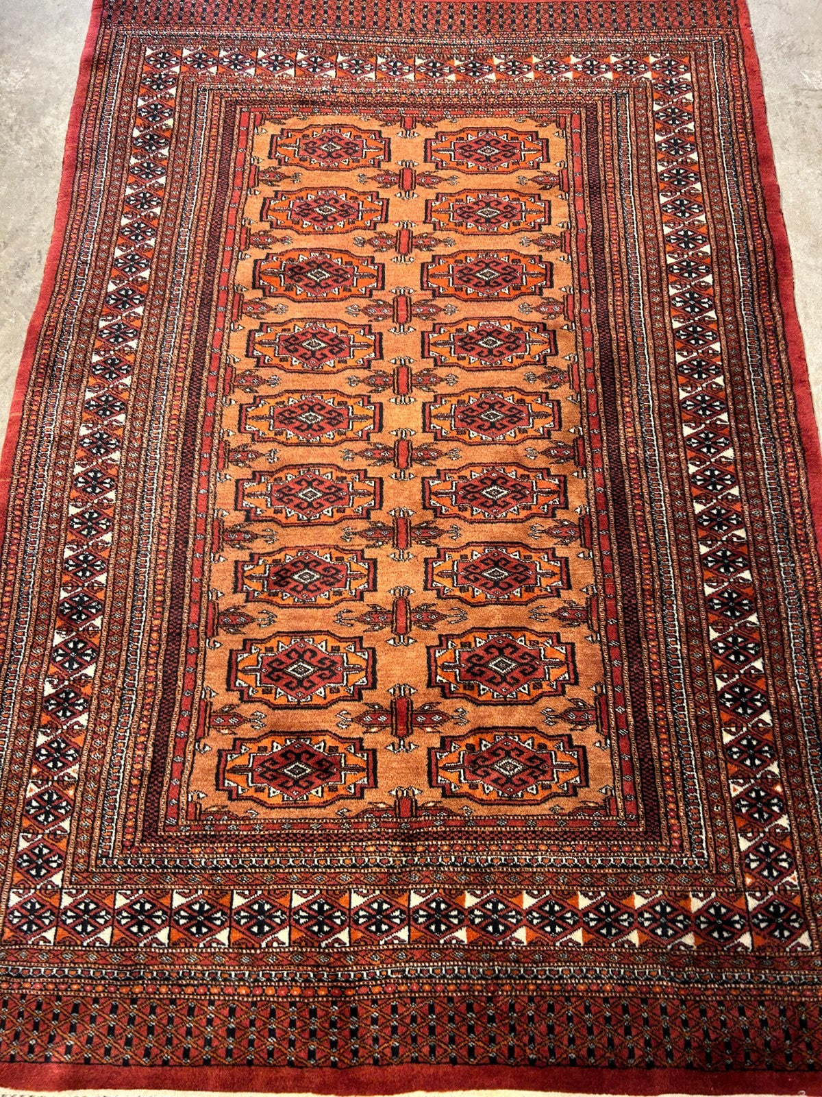 4'2"x6' Hand-Knotted 100% Wool Bokhara Area Rug - Carpet