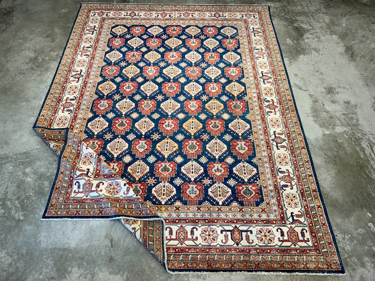 8'9"x11'11" Hand-Knotted 100% Wool Pile Kazak Design Carpet - Area Rug
