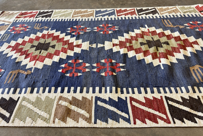 3'2x5'4" Hand-Knotted 100% Wool Flat-Weave Turkish Rug