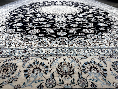  8'3"x11'10'' Very Fine Silk & Wool Habibian Naine Area Rug - Area Carpet