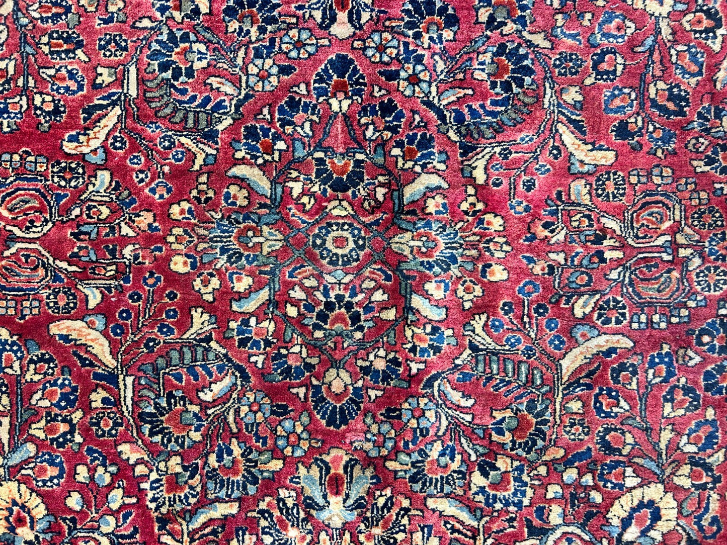 9'3"x12'7" Antique Fine Lamb Wool Sarouke Rug Hand-knotted Carpet