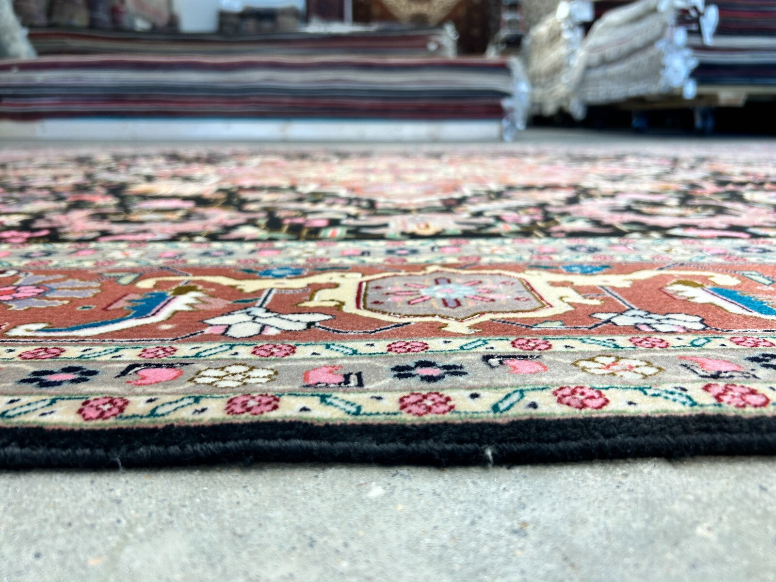 6'6"x9'6" Fine Hand-Knotted Wool & Silk Blend Tabrize Herize Carpet - Area Rug