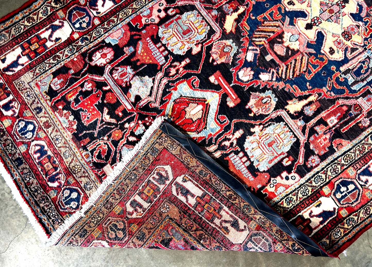 5'2" x 9'2" Hand-Knotted 100% Wool Pile Hamadane Area Rug - Carpet