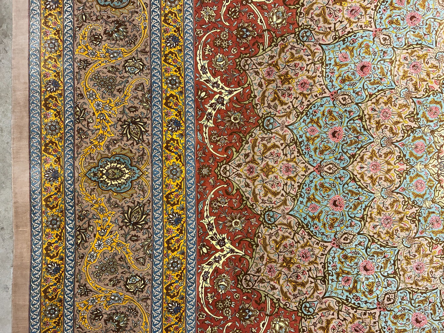 9'9"x13'4" Exquisite Signed Hand-Knotted 100% Silk Qume Rug