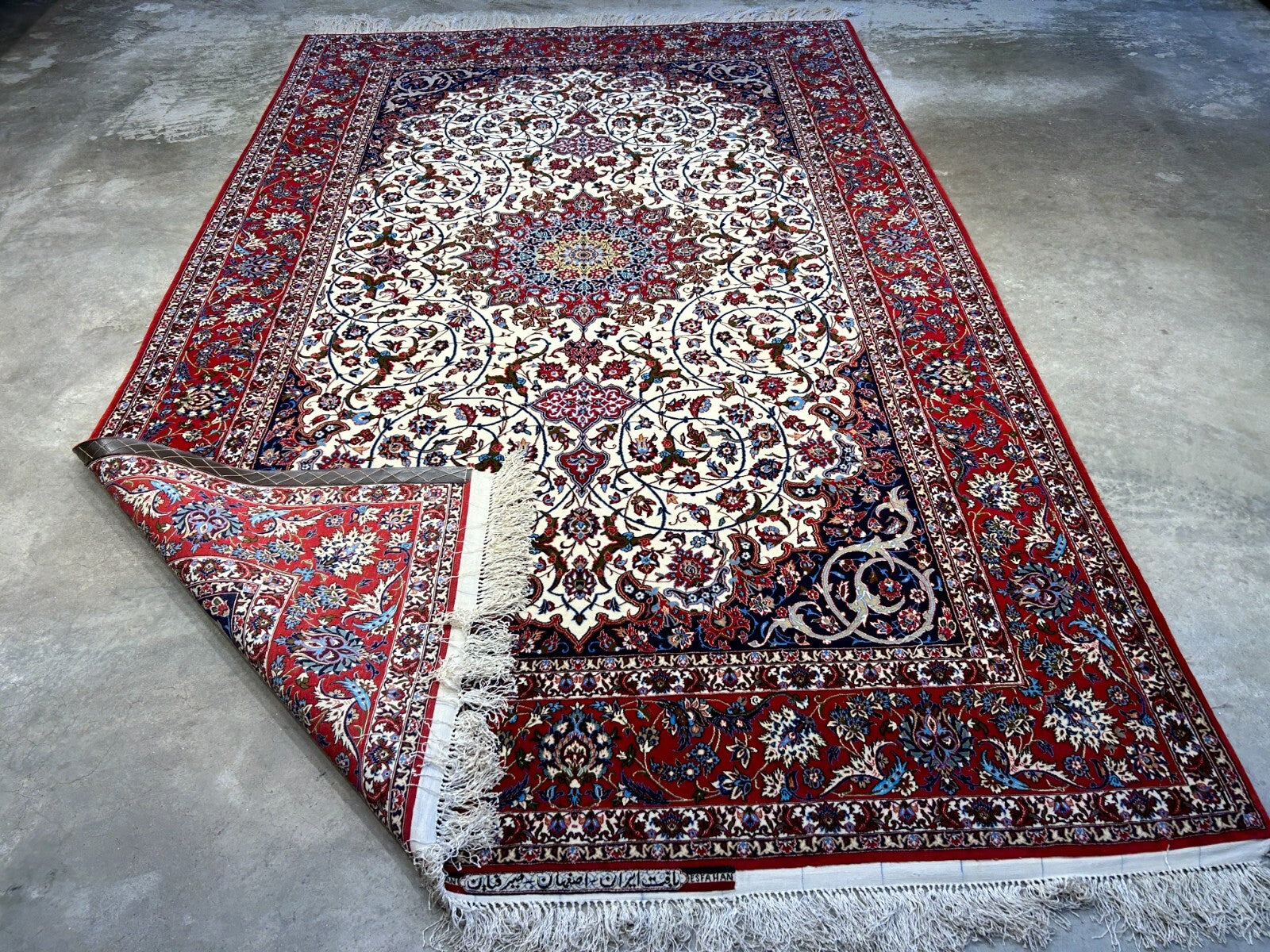 6'6"x10'2" Extra-Fine Hand-Knotted Wool & Silk  Isfahane Seirafian Rug - Signed
