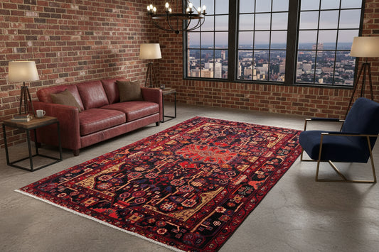 5'0" x 9'6" Hand-Knotted 100% Wool Pile Nahavande Area Rug - Carpet
