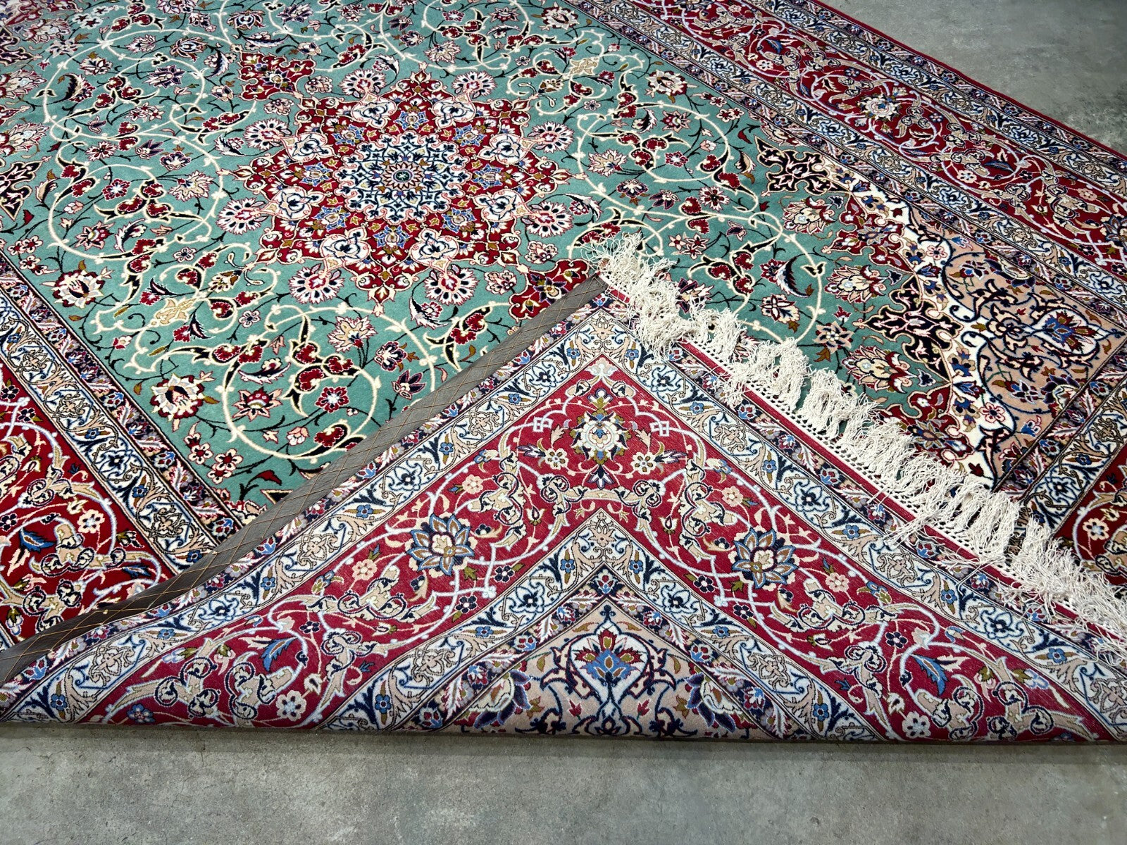 6'9"x10' Extra-Fine Hand-Knotted Wool & Silk Blend Isfahane Area Rug - Signed