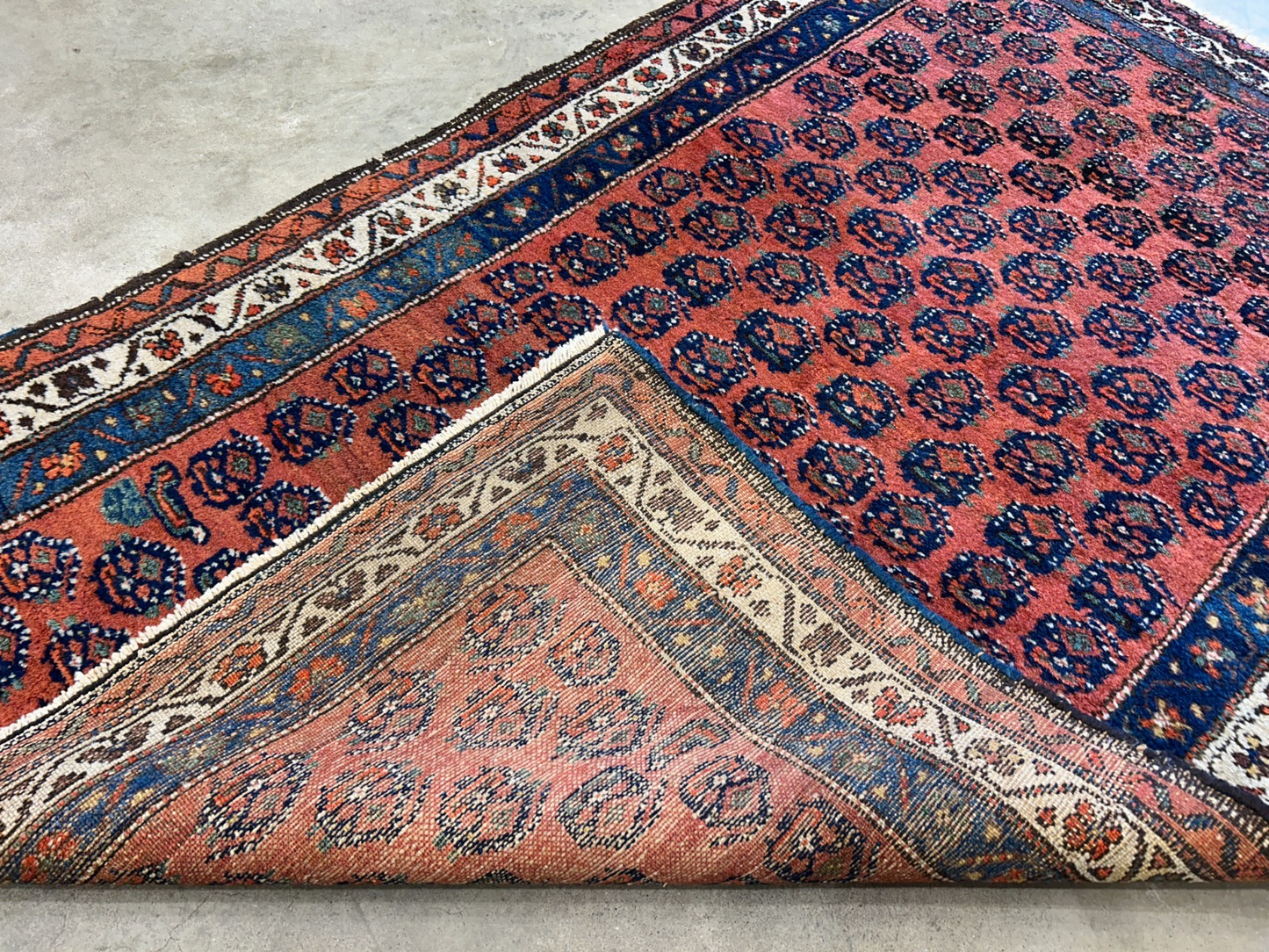 3'9"x5'9" Antique Hand-Knotted 100% Wool Pile Hamadane Area Rug - Carpet