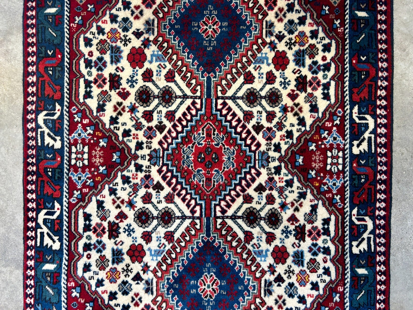 2'8"x4'3" Hand-Knotted 100% Wool Pile Yalamehe Carpet - Area Rug