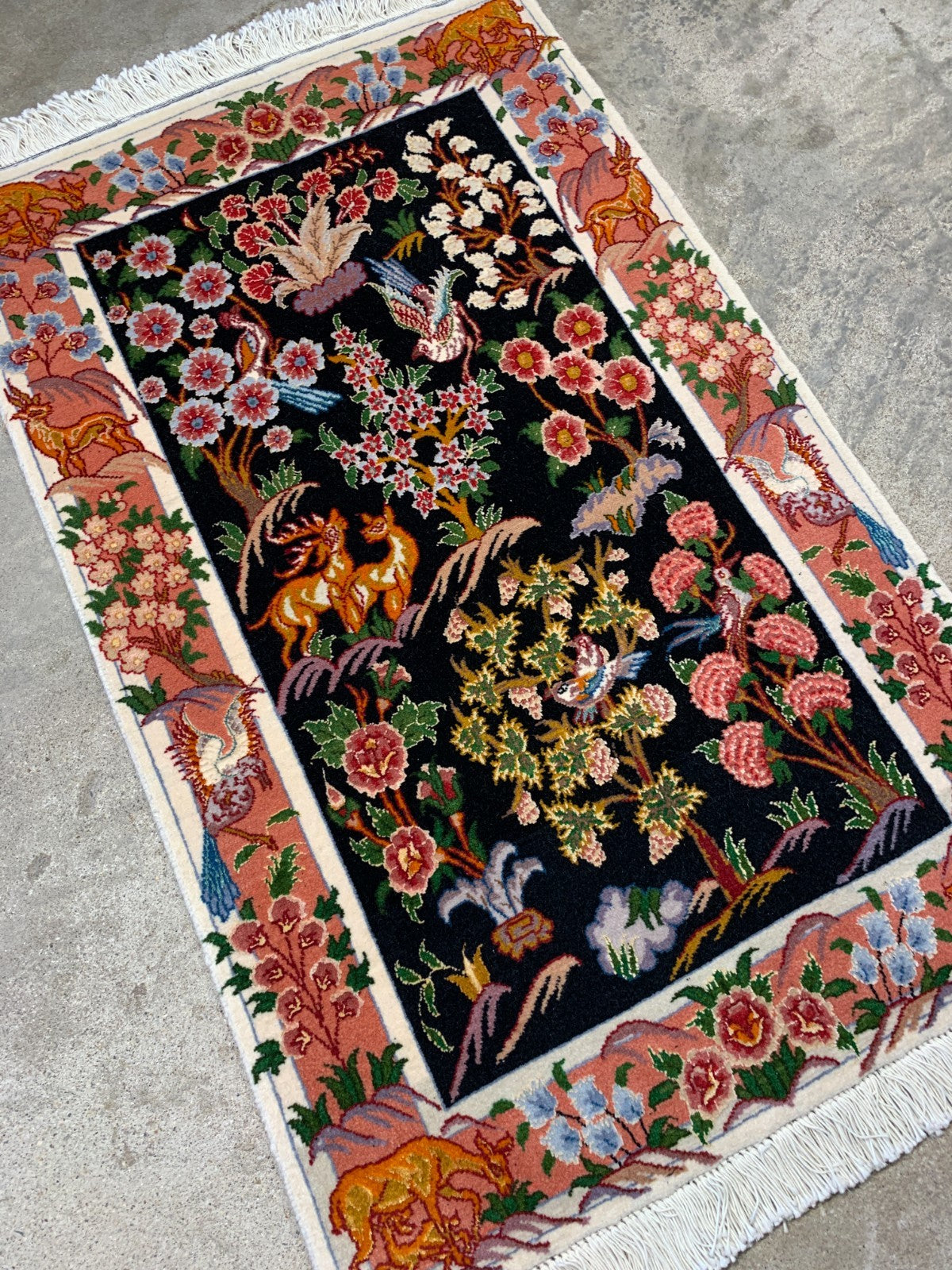 2'x3'3" Fine Hand-Knotted Wool & Silk Tabrize Rug
