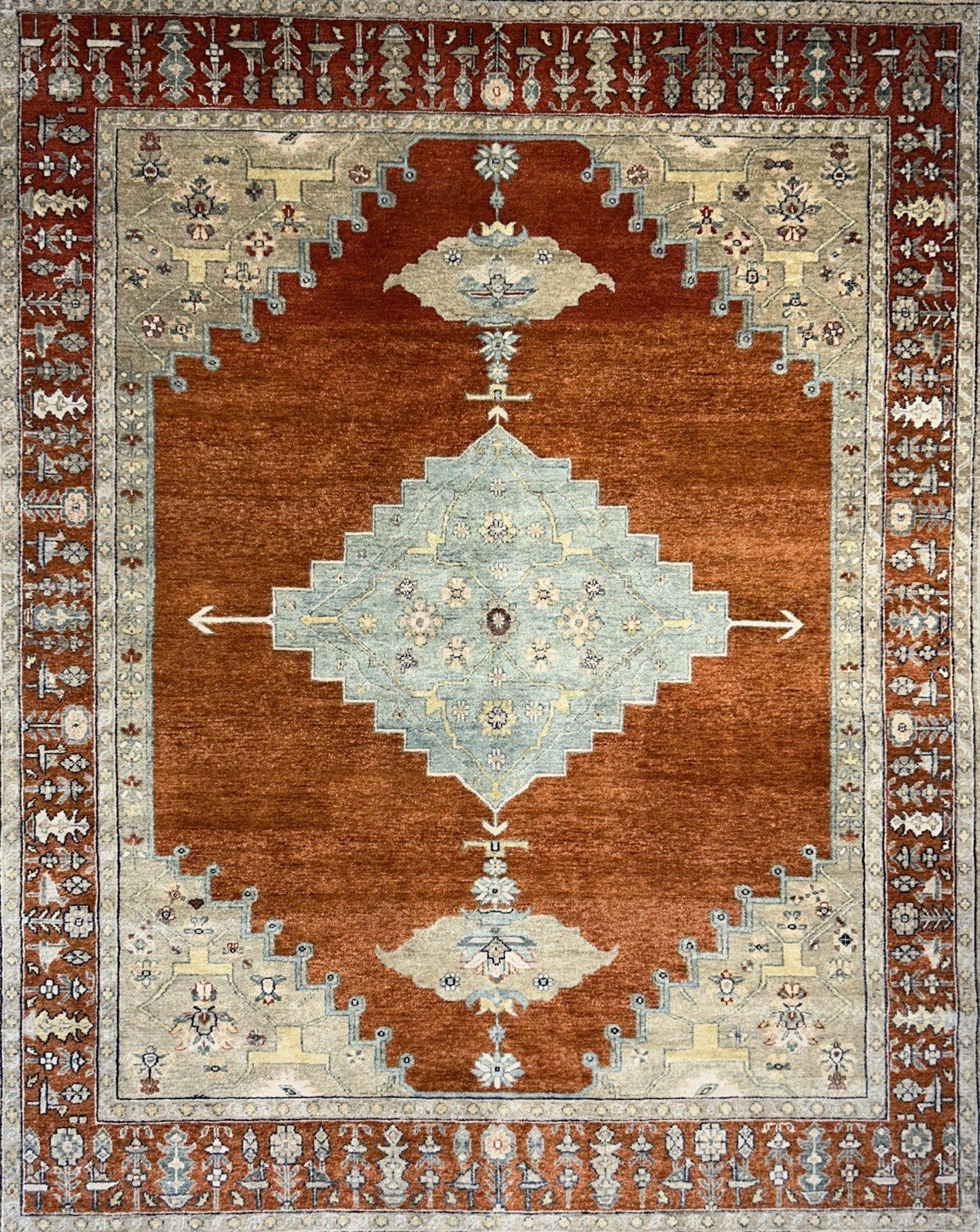 7’10”x9’11” Hand-Knotted 100% Wool Pile Indoserapi Area Rug - Carpet