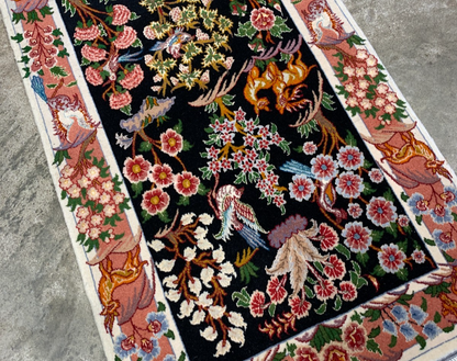 2'x3'3" Fine Hand-Knotted Wool & Silk Tabrize Rug