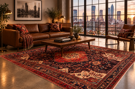 5'7" x 10'9" Hand-Knotted 100% Wool Pile Nahavande Area Rug - Carpet