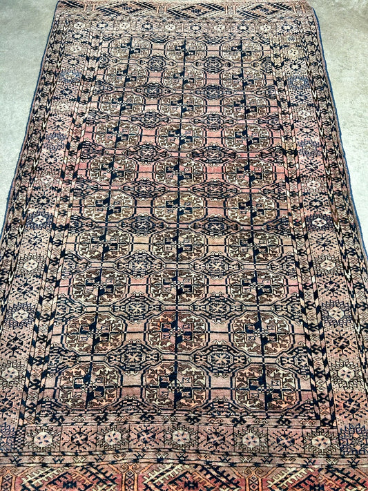 3'4"x5'3" Antique Hand-Knotted 100% Wool Pile Taky Bokhara Rug