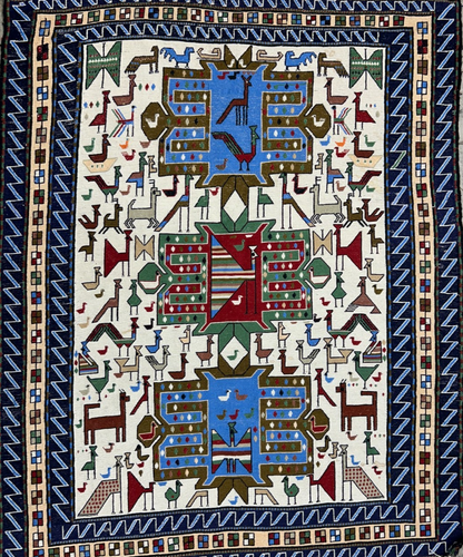 4'x4'10" Needle Punched 100% Wool Soumak Area Rug - Carpet