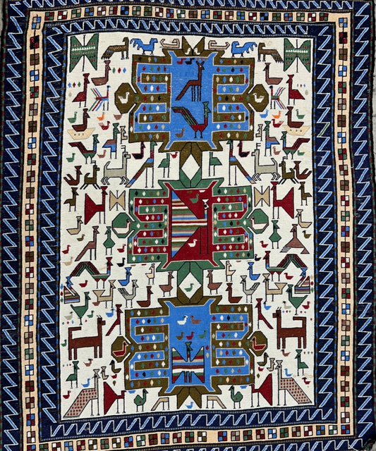 4'x4'10" Needle Punched 100% Wool Soumak Area Rug - Carpet