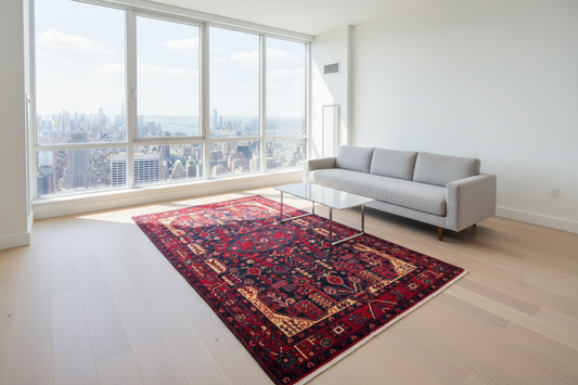 5'4" x 9'7" Hand-Knotted 100% Wool Pile Nahavande Area Rug