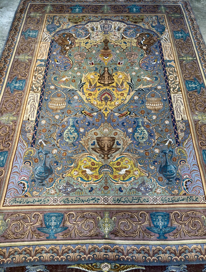 Exquisite 5'10"x8'3" Hand-Knotted Wool & Silk Blend Tabrize Area Rug - Carpet