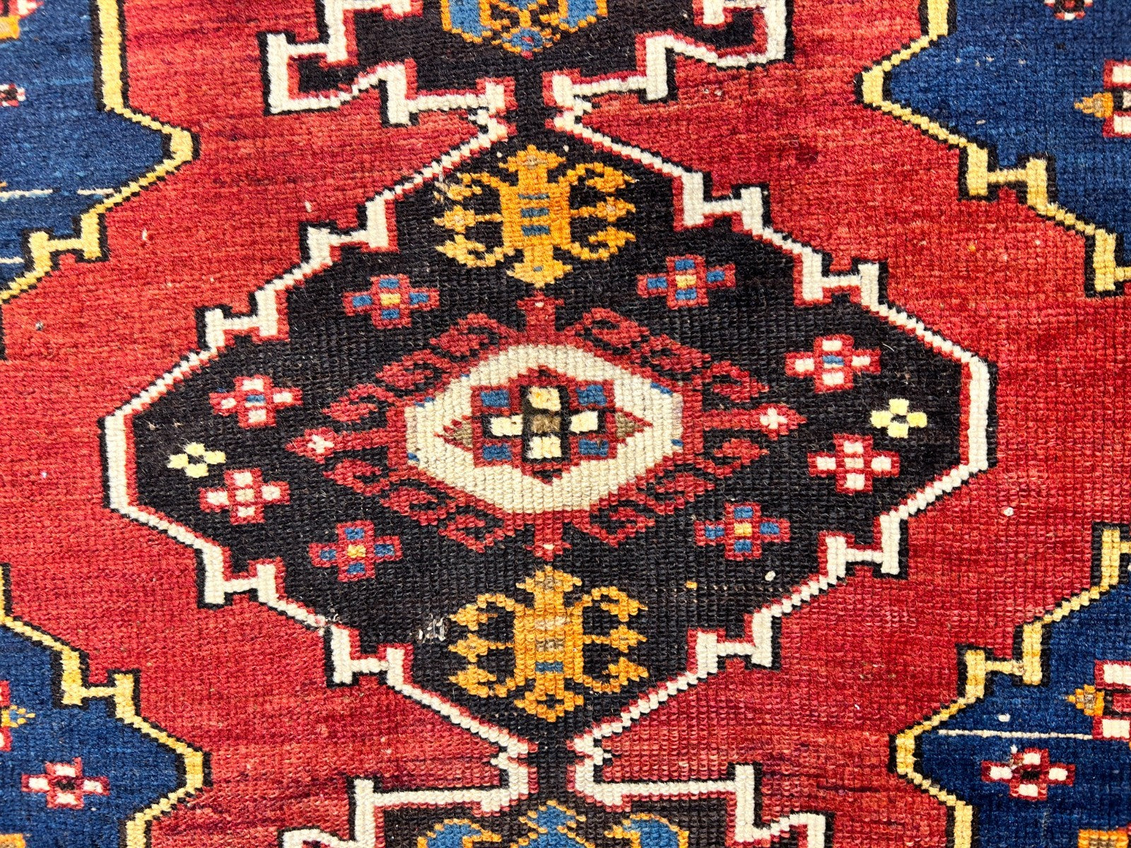 3'6"x4'1" Antique Hand-Knotted 100% Wool Pile Caucasian Rug