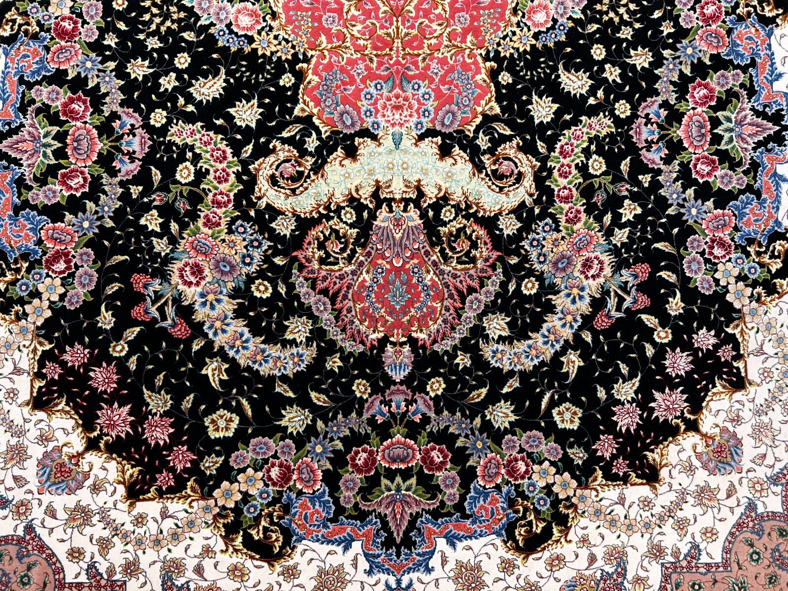 8'2"x11'7'' Hand-Knotted Very Fine Silk & Wool Pile Tabrize Benam Area Rug