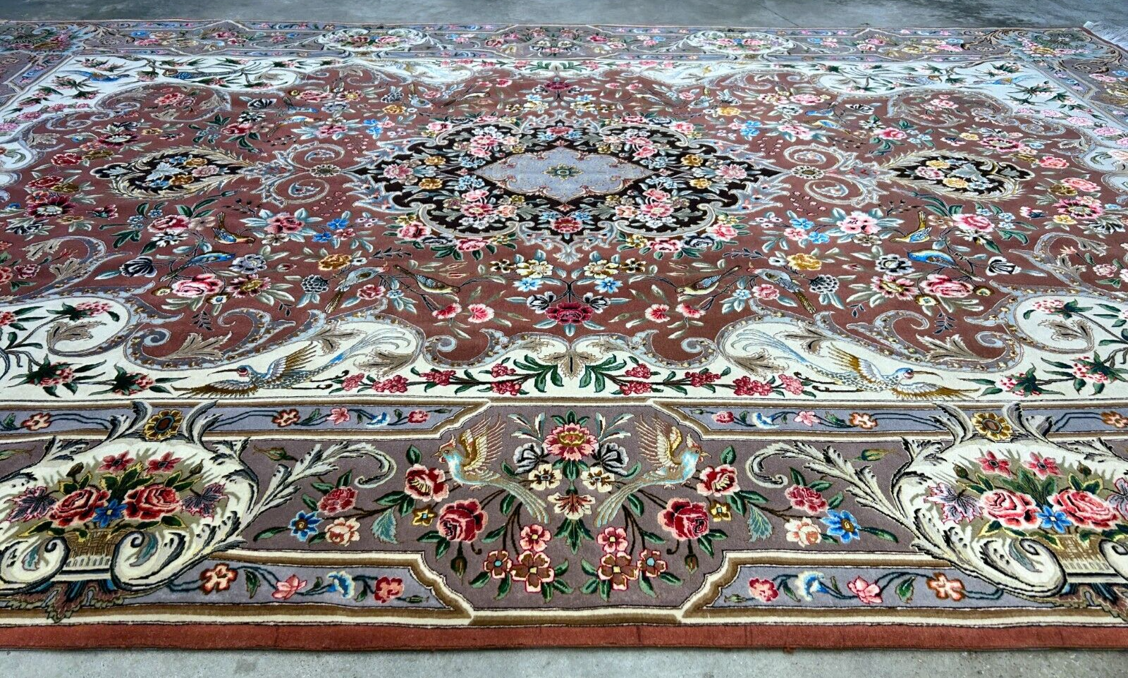 6'9"x9'10" Extra-Fine Hand-Knotted Wool & Silk Blend Tabrize Carpet - Area Rug