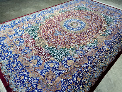 6'6"x10' Exquisite Extra-Fine Hand-Knotted 100% Silk Qume Carpet - Area Rug