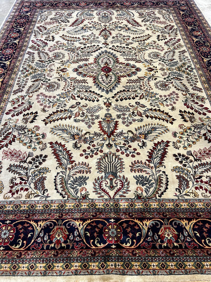 8'8"x11'8" Hand-Knotted 100% Lamb Wool Sarouke Design Carpet - Area Rug