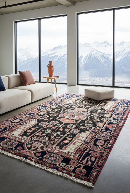 4'7" x 7'10'' Hand-Knotted 100% Lamb Wool Carpet - Nahavande Area Rug