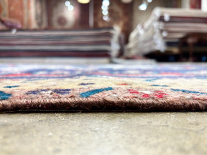 4'3"x5'6" Antique Hand-Knotted 100% Wool Pile Hamadane Rug