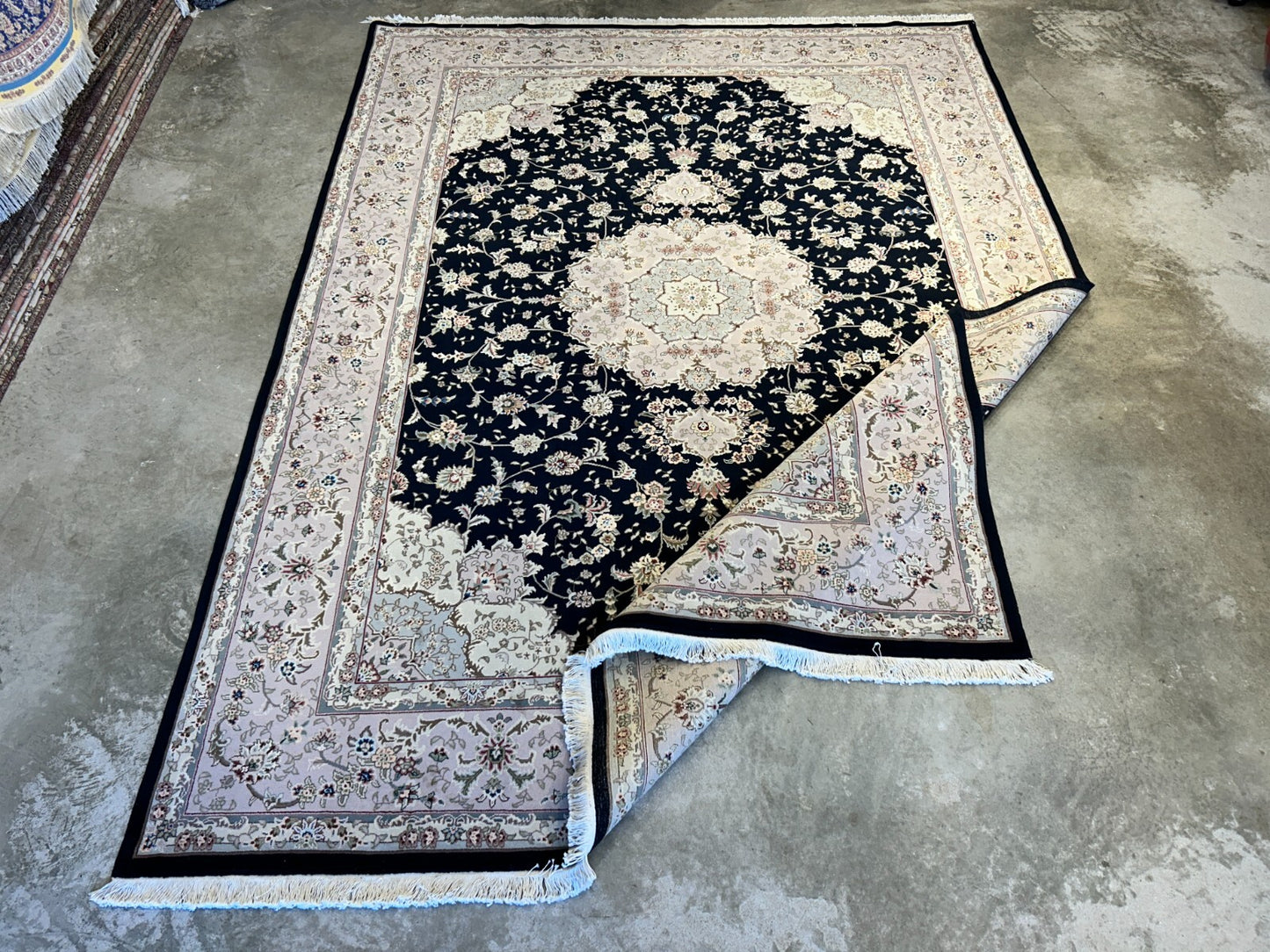 9'x12' Hand-Knotted Wool & Silk Blend Oriental Rug