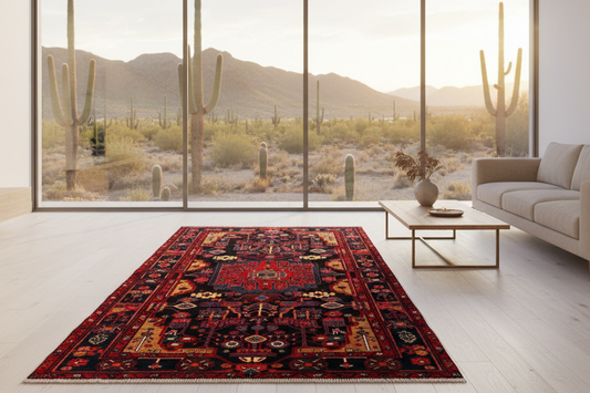 5'4" x 9'9" Hand-Knotted 100% Lamb Wool Pile Nahavande Area Rug