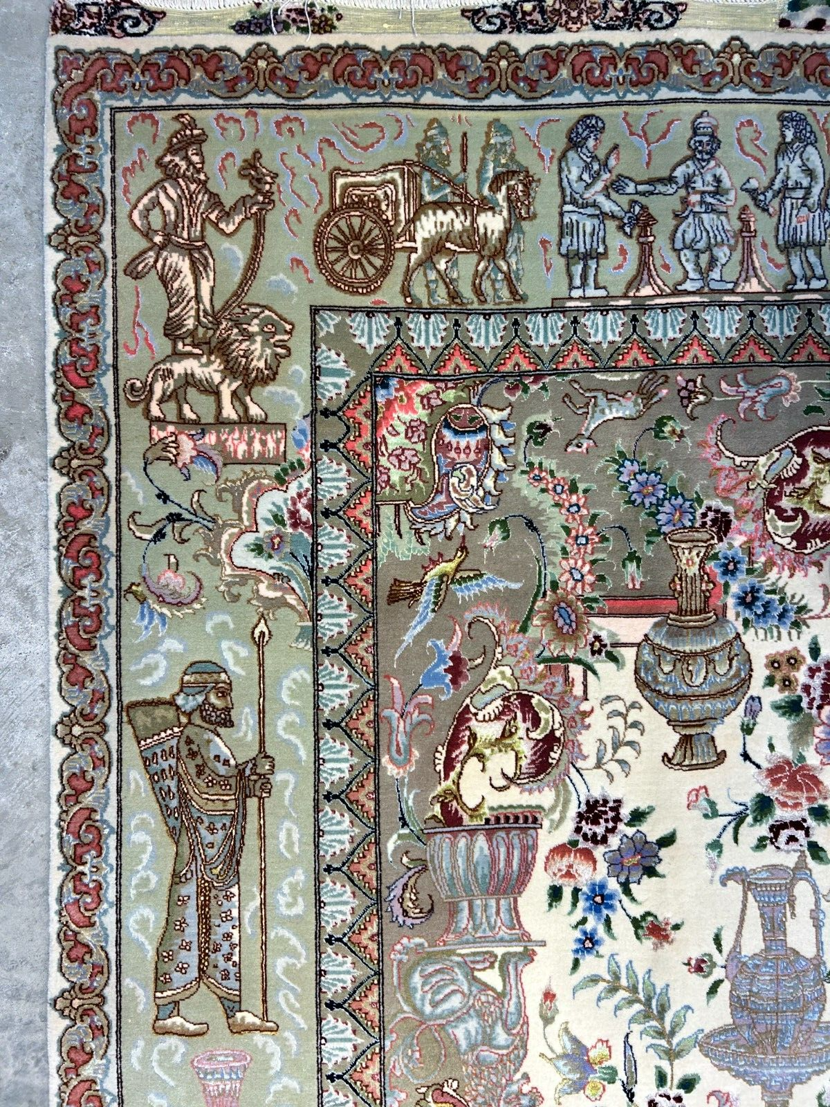 6'6"x10'2" Extra-Fine Hand-Knotted Wool & Silk Blend Tabrize Carpet - Area Rug