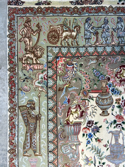 6'6"x10'2" Extra-Fine Hand-Knotted Wool & Silk Blend Tabrize Carpet - Area Rug