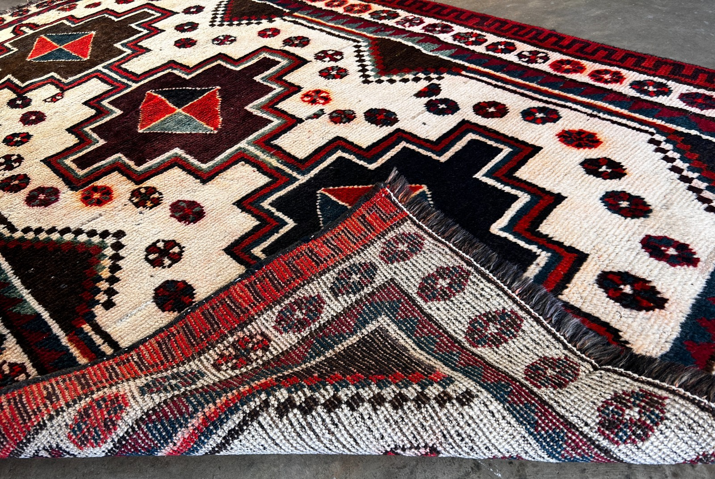 4'3" x 6'7" Hand-Knotted 100% Wool Pile Hamadane Area Rug - Carpet