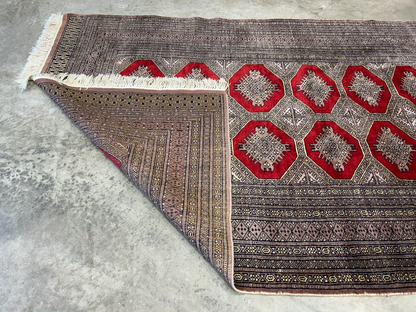 4'2"x6'4" Hand-Knotted 100% Wool Pile Bokhara Area Rug - Carpet