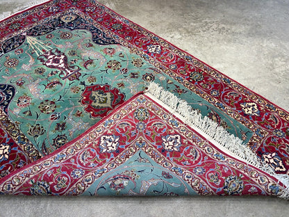 Collector Item-Fine 3'7"x5'9" Antique Hand-Knotted 100% Wool Isfahane Prayer Rug