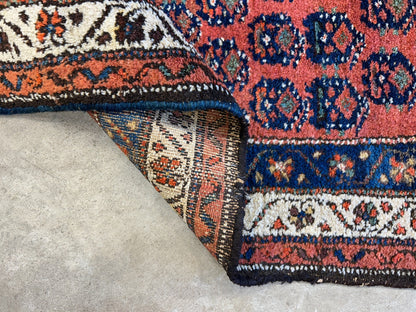 3'9"x5'9" Antique Hand-Knotted 100% Wool Pile Hamadane Area Rug - Carpet