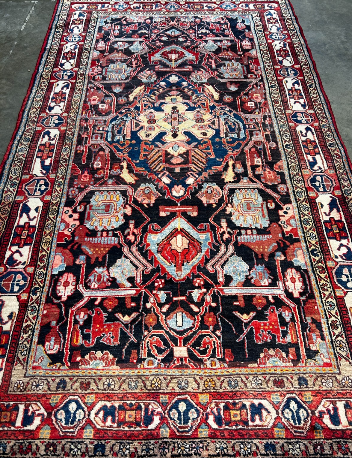 5'2" x 9'2" Hand-Knotted 100% Wool Pile Hamadane Area Rug - Carpet