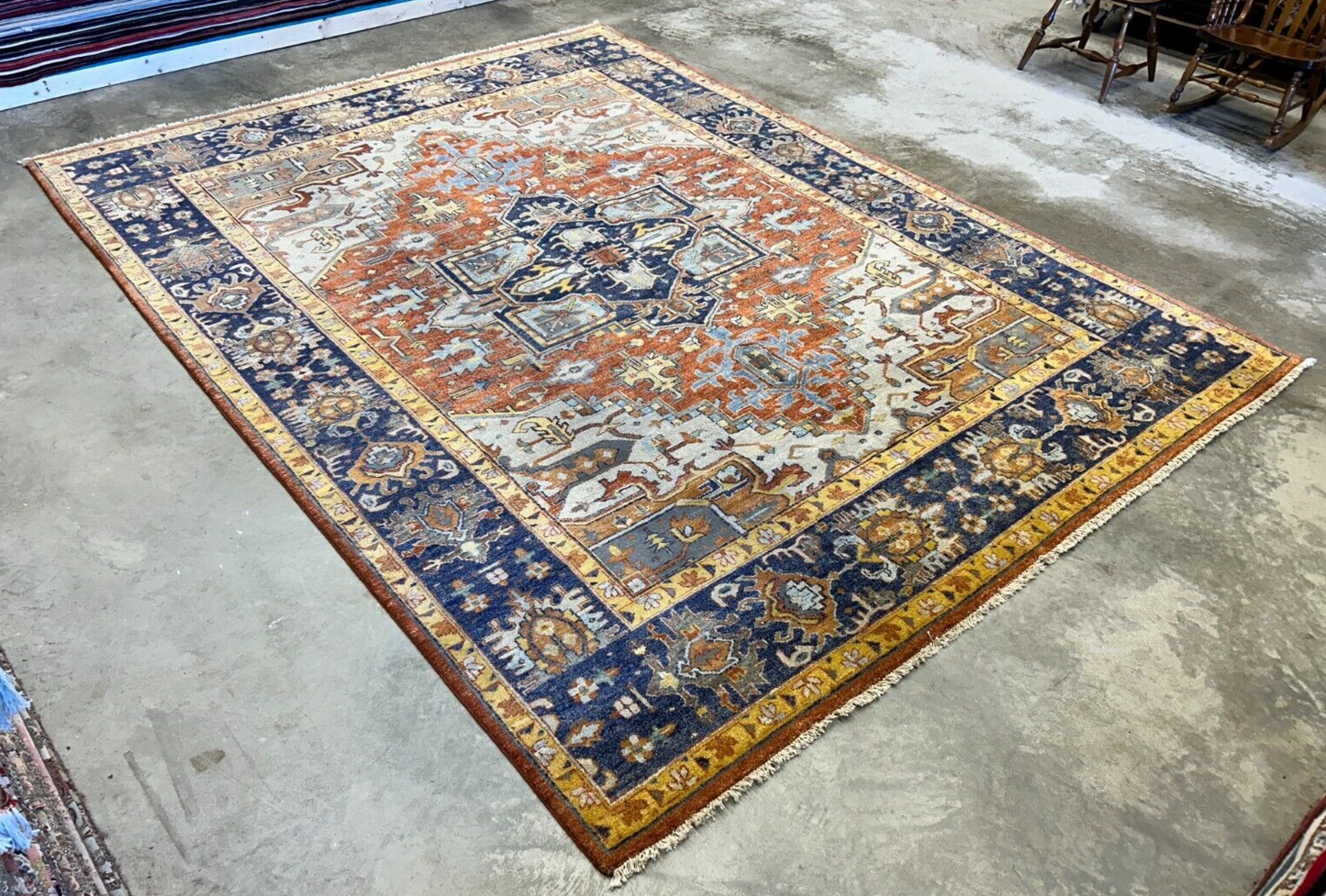 9'x12' Hand-Knotted 100% Lamb Wool  Serapie Design Carpet - Area Rug