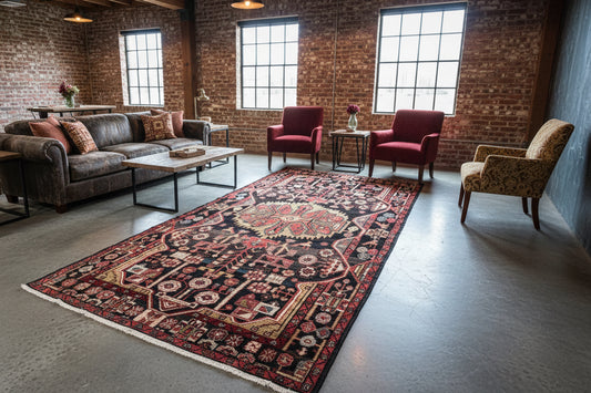 4'9" x 10'8" Hand-Knotted 100% Wool Pile Nahavande Area Rug - Carpet