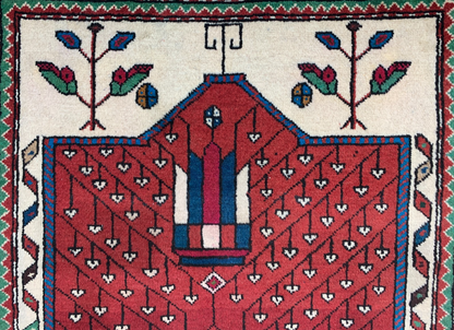 3'5"x4'9'' Hand-Knotted 100% Wool Pile Hamadane Area Rug - Carpet