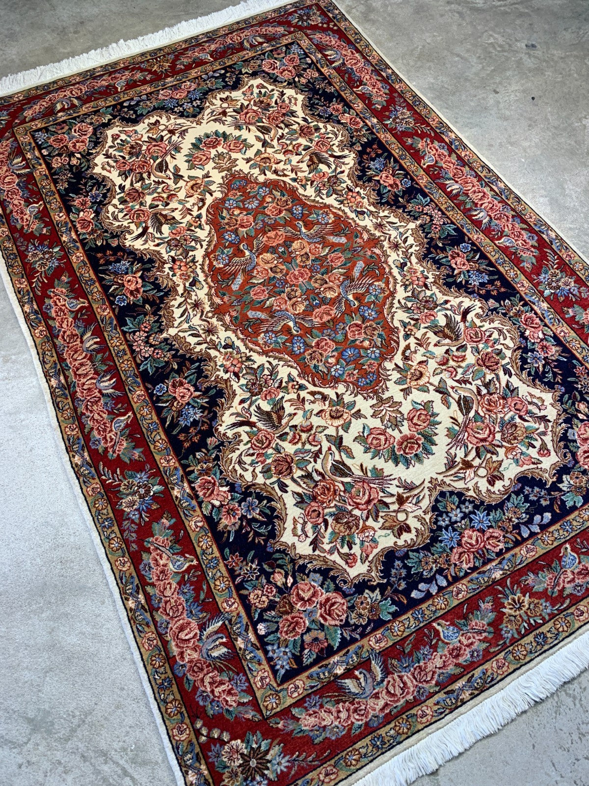 4'2"x6'7" Extra Fine Hand-Knotted Kork Wool Sarouke Rug