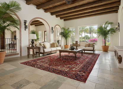 7'10"x11'4" Hand-Knotted 100% Wool Pile Herize Rug