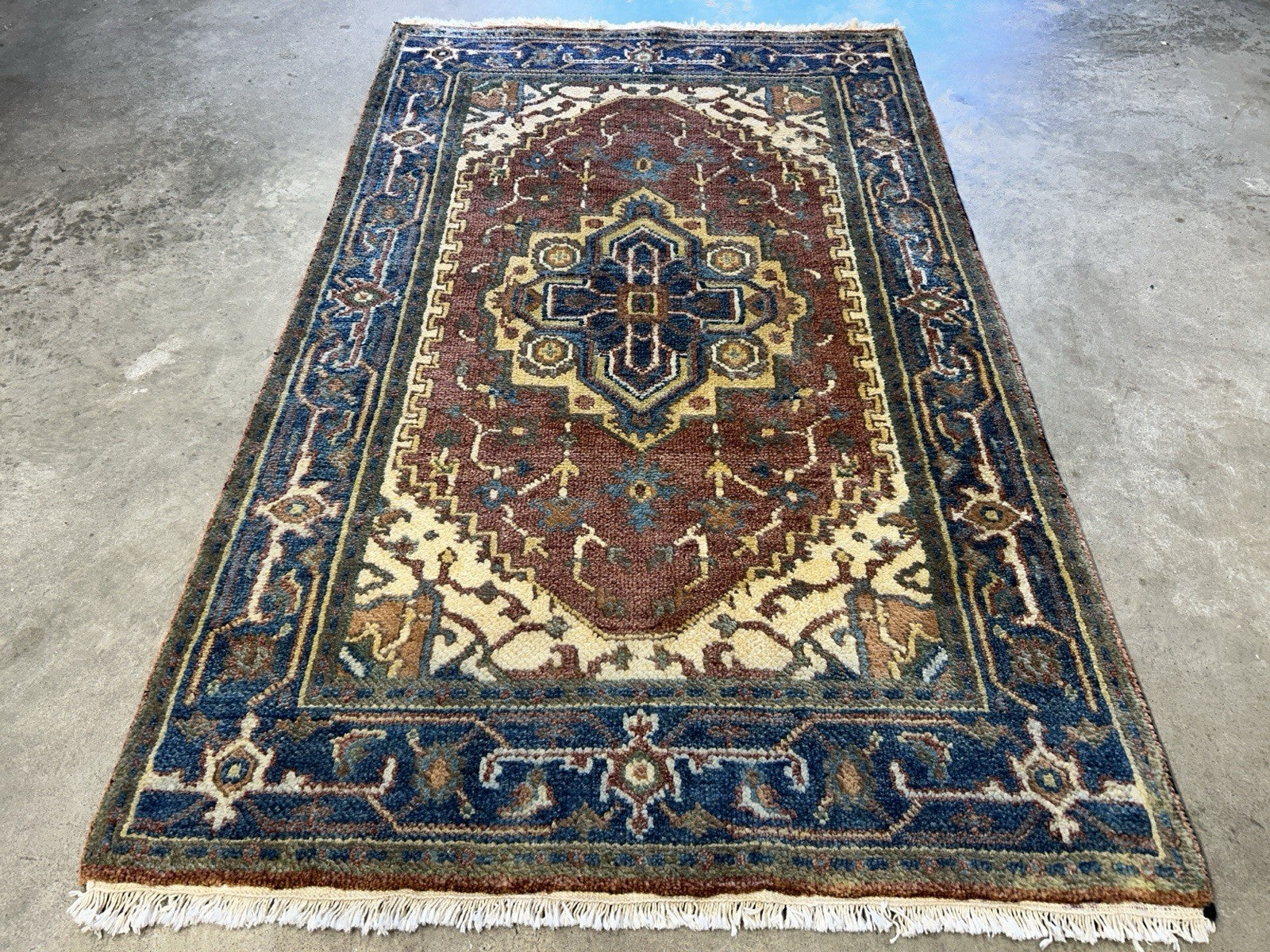 3’1”x5’ Hand-Knotted 100% Wool Indoserapi Area Rug - Carpet